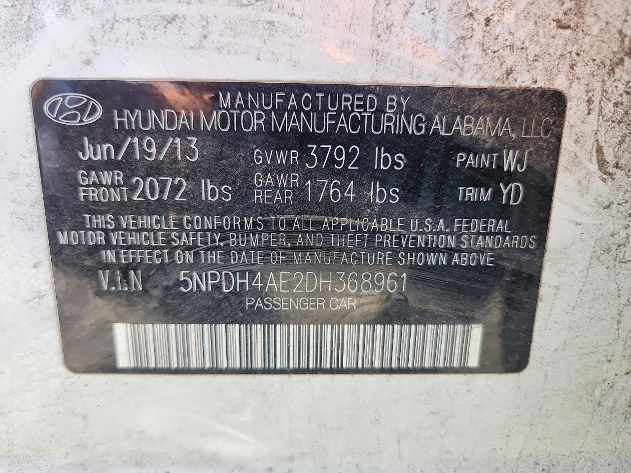 2013 Hyundai Elantra Gls White vin: 5NPDH4AE2DH368961