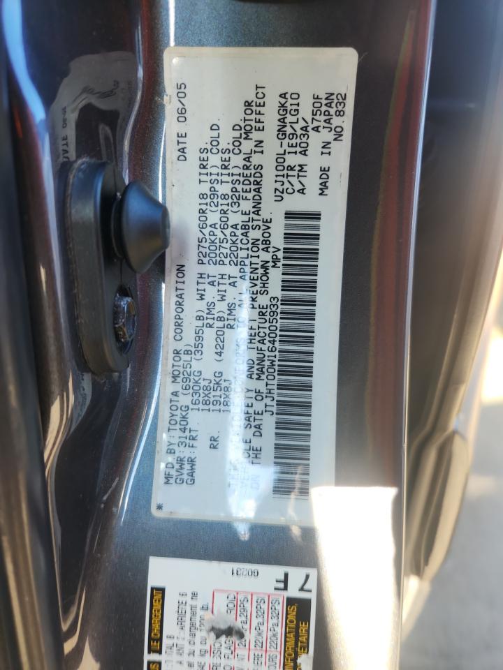 2006 Lexus Lx 470 Gray vin: JTJHT00W164005933