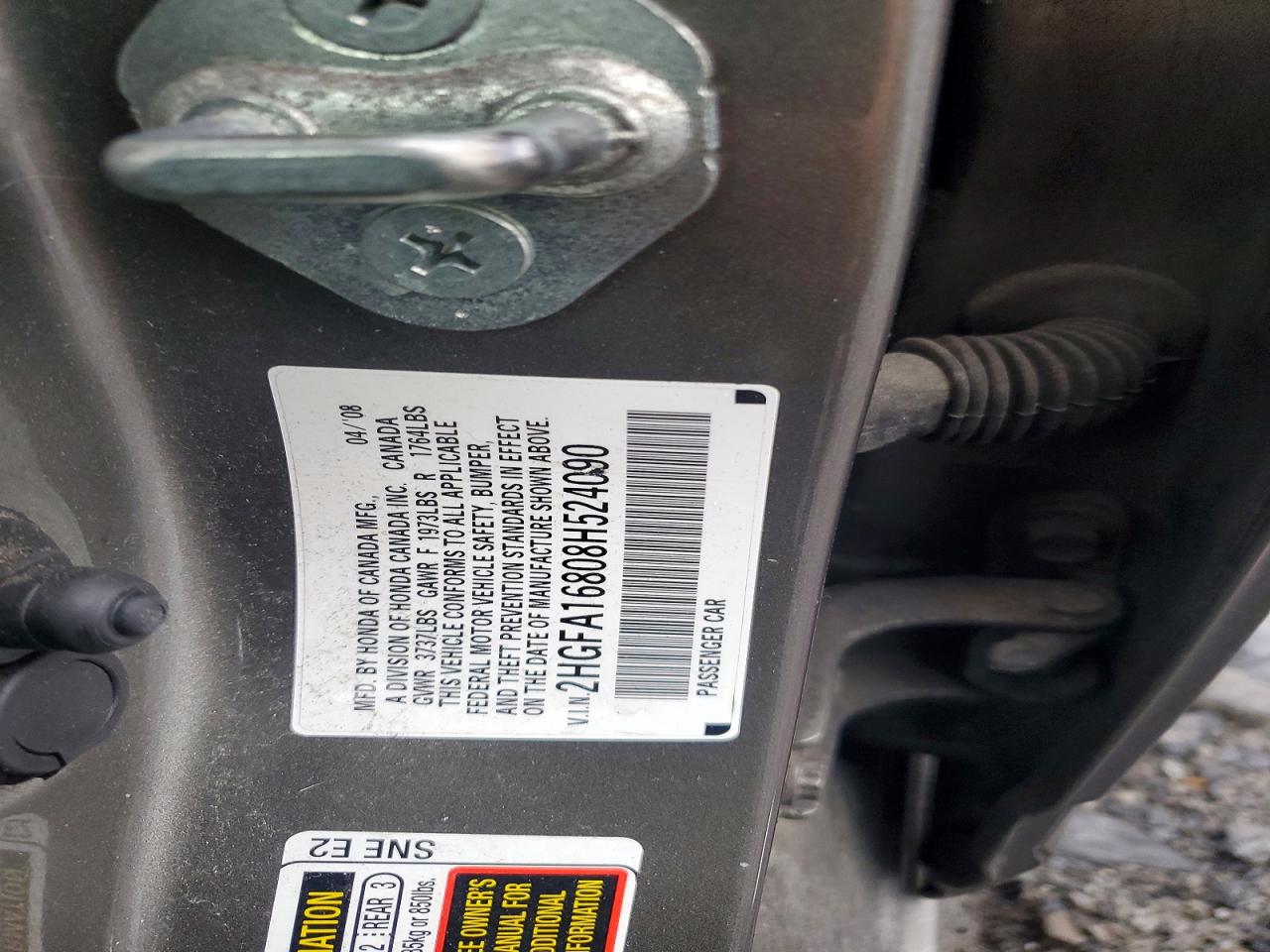 2008 Honda Civic Ex Gray vin: 2HGFA16808H524090
