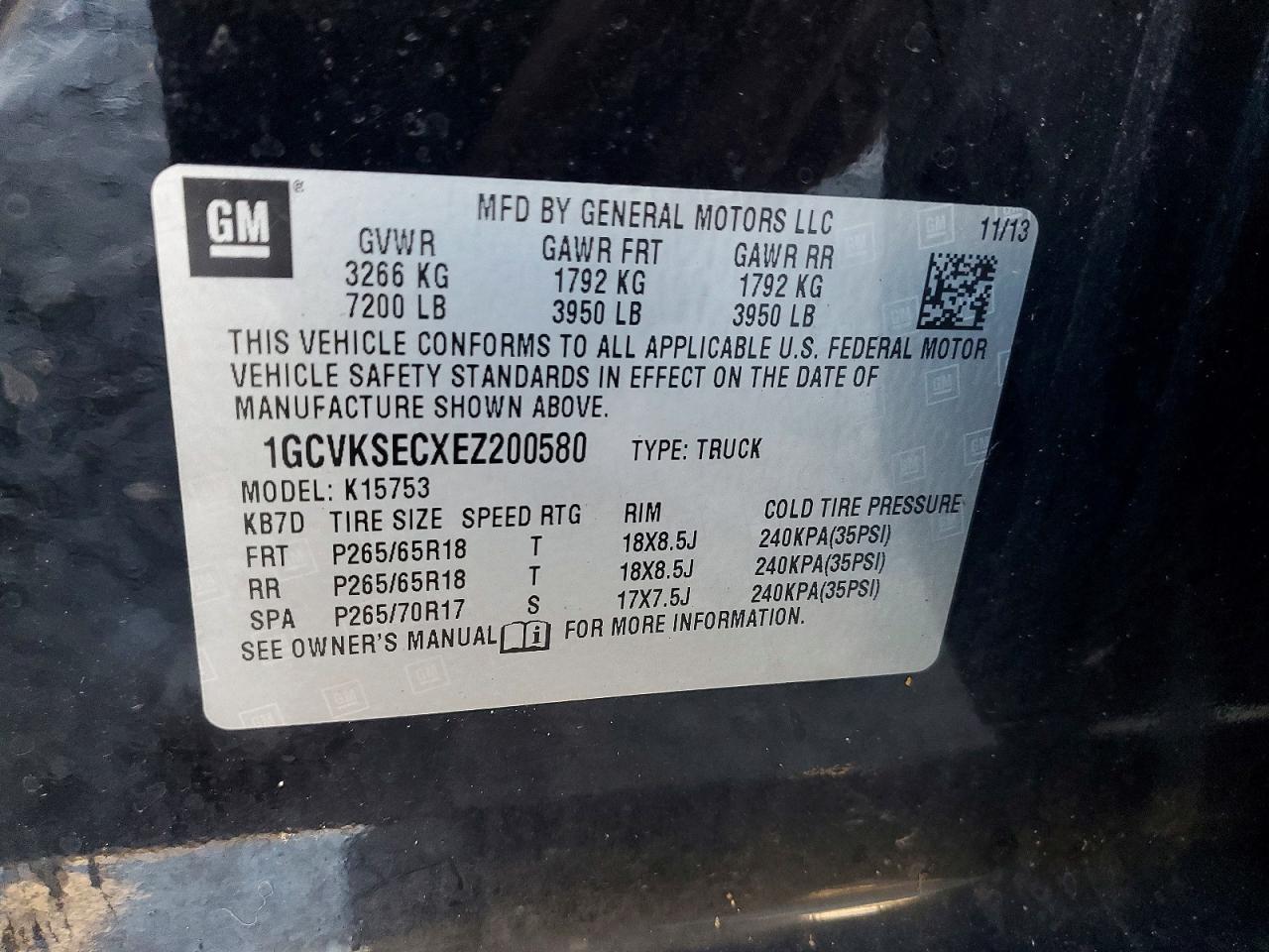 2014 Chevrolet Silverado K1500 Ltz Black vin: 1GCVKSECXEZ200580