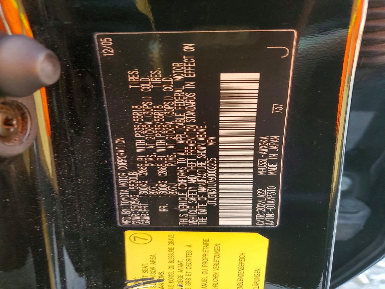 2006 Lexus Rx 400 Black vin: JTJGW31U760002205