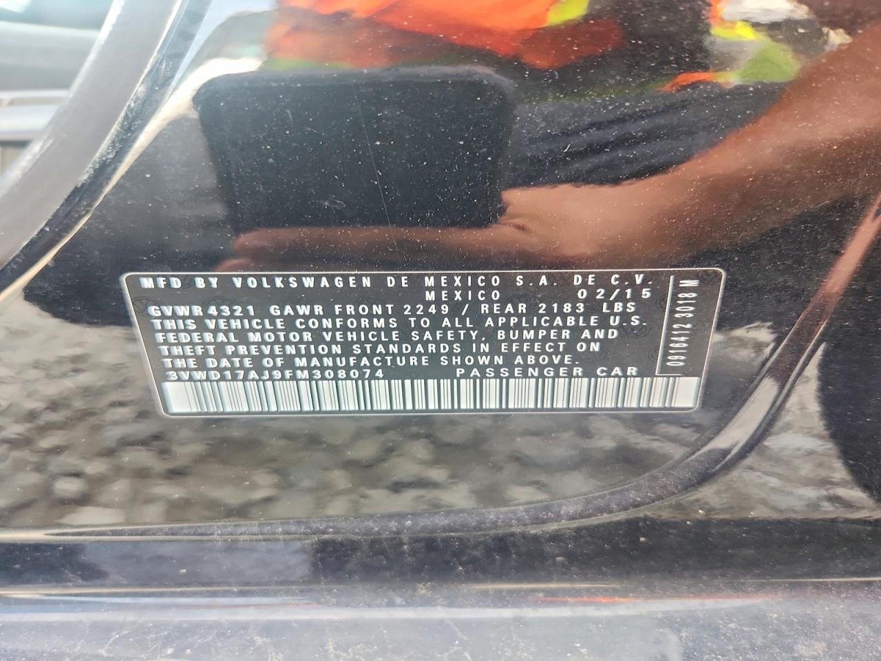 2015 Volkswagen Jetta Se Черный vin: 3VWD17AJ9FM308074