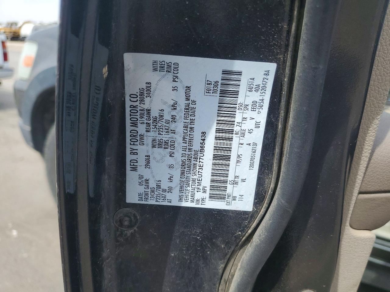2007 Ford Explorer Xlt Black vin: 1FMEU73E77UB65438