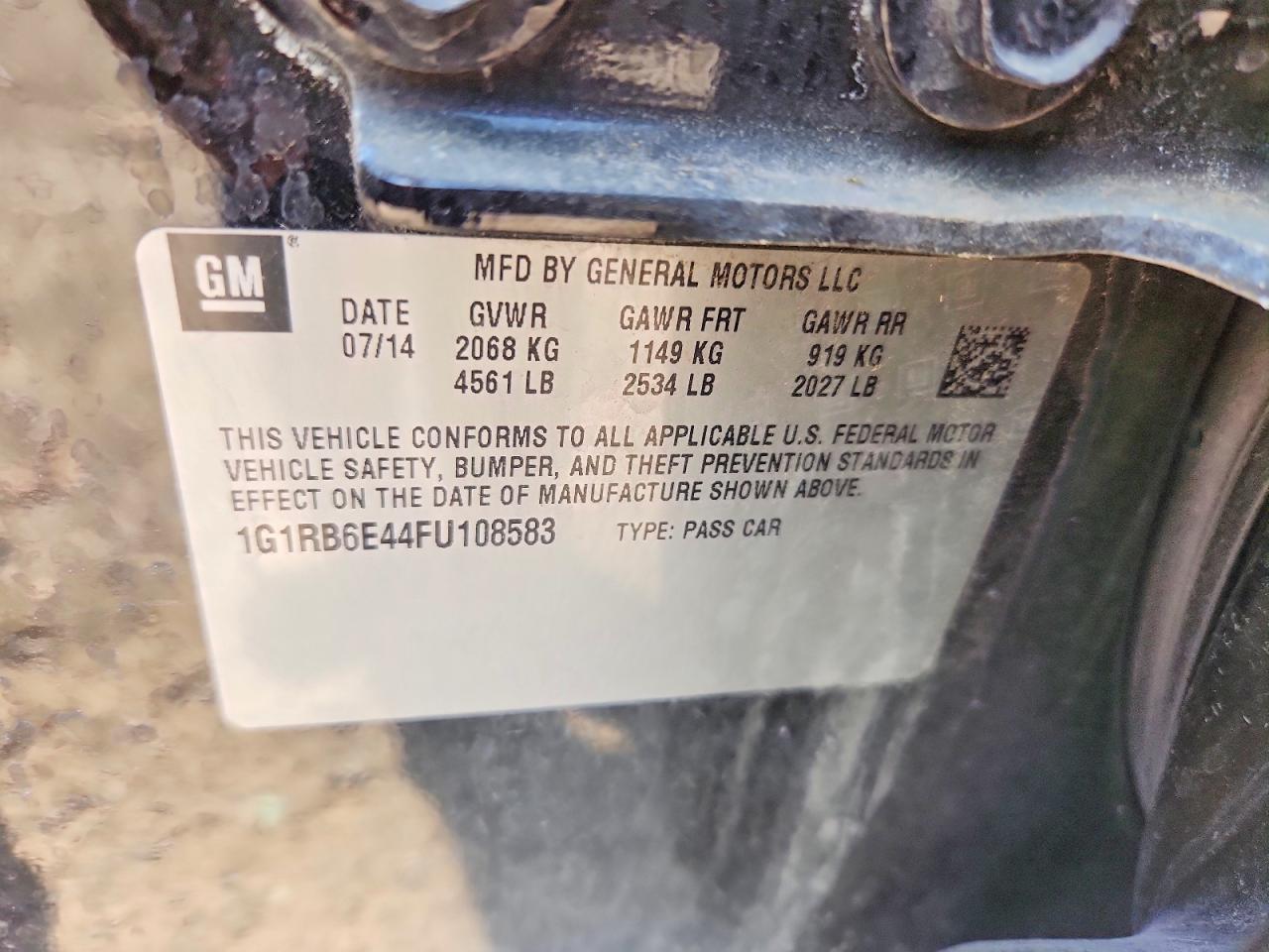 2015 Chevrolet Volt Черный vin: 1G1RB6E44FU108583