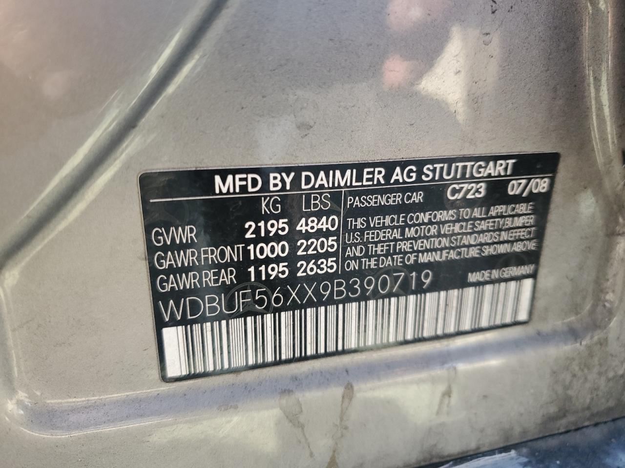 2009 Mercedes-benz E 350   Серый vin: WDBUF56XX9B390719