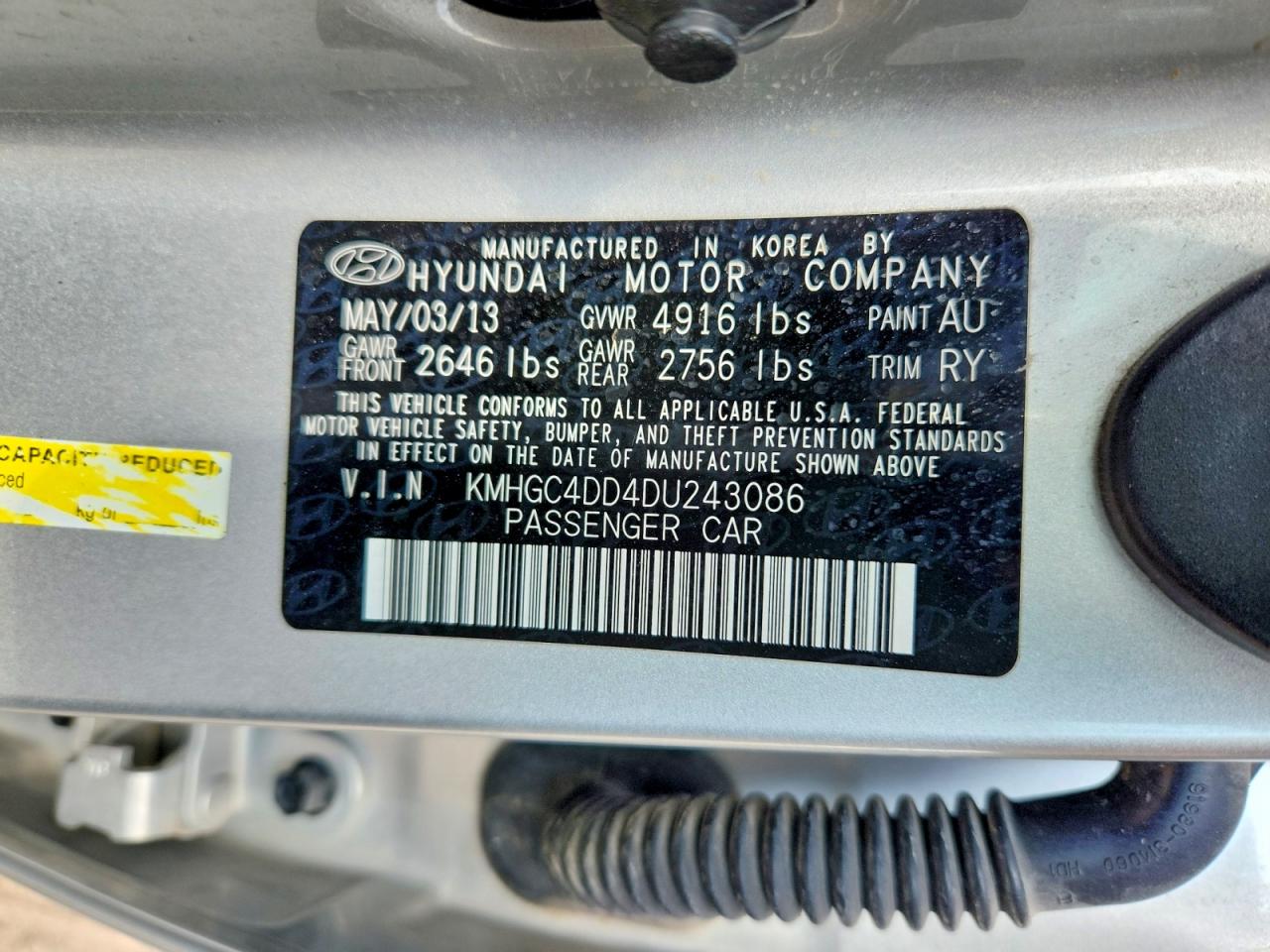 2013 Hyundai Genesis 3.8l Silver vin: KMHGC4DD4DU243086