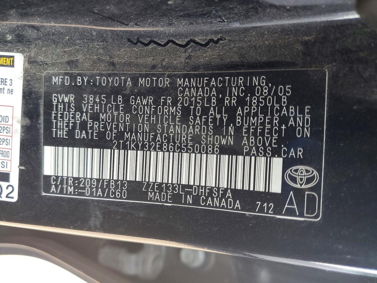 2006 Toyota Corolla Matrix Xrs Black vin: 2T1KY32E86C550086