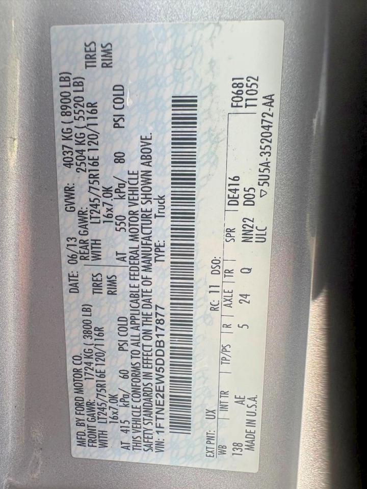 2013 Ford Econoline E250 Van Gray vin: 1FTNE2EW5DDB17877