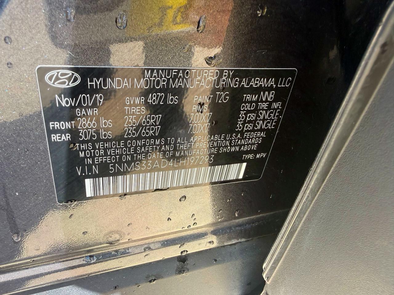 2020 Hyundai Santa Fe Sel Gray vin: 5NMS33AD4LH197293