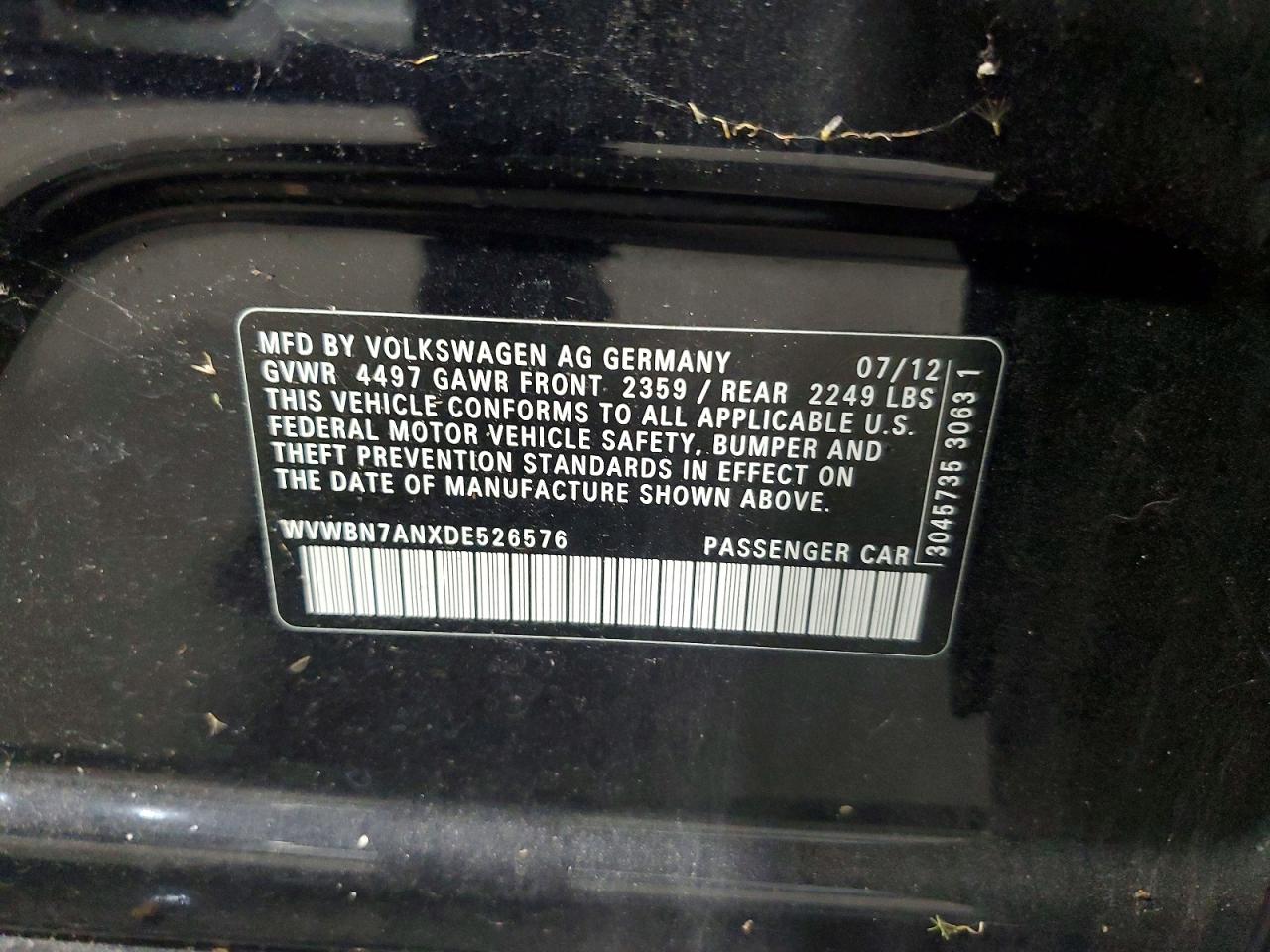 2013 Volkswagen Cc Sport Черный vin: WVWBN7ANXDE526576
