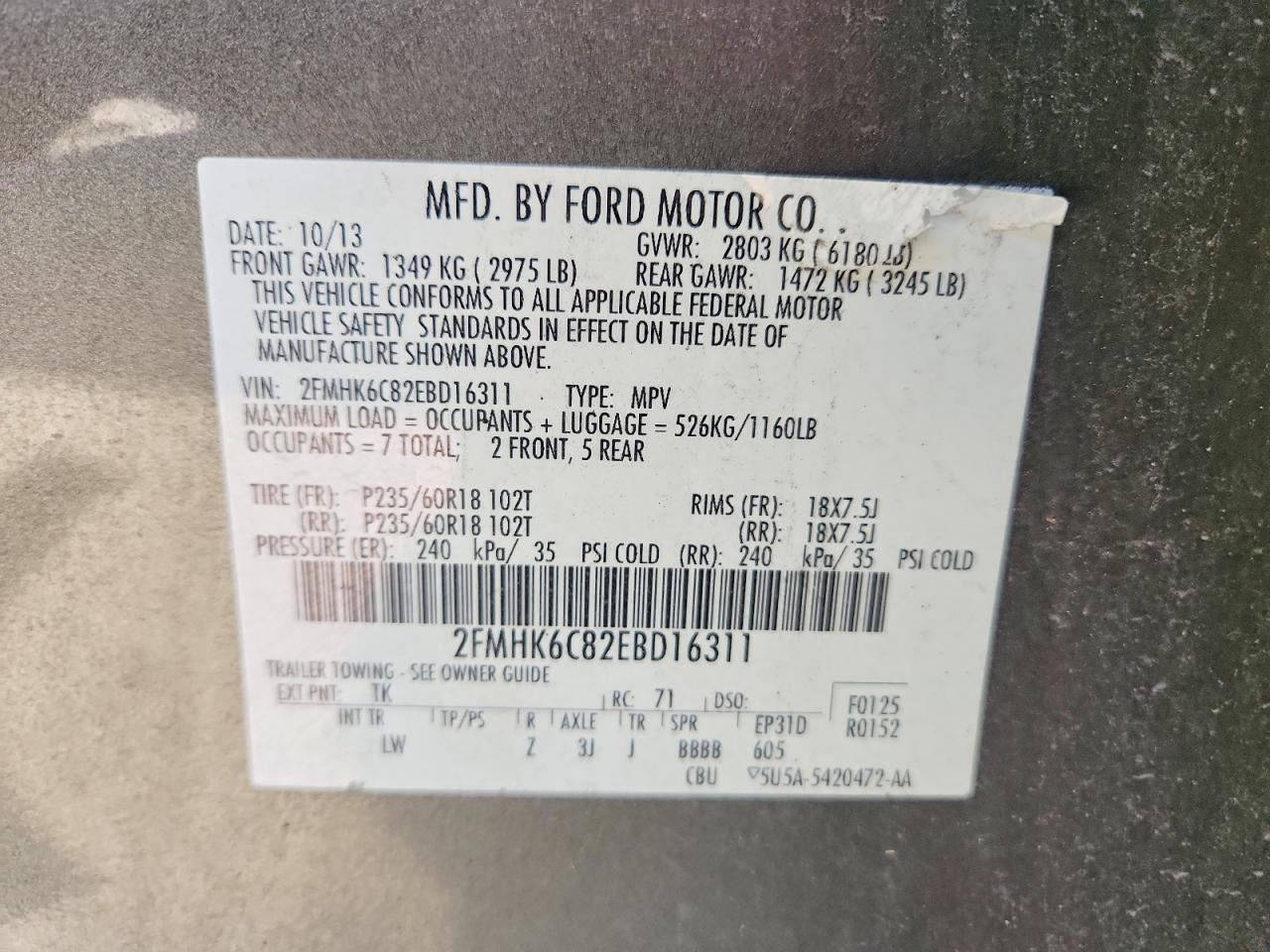 2014 Ford Flex Sel Gray vin: 2FMHK6C82EBD16311