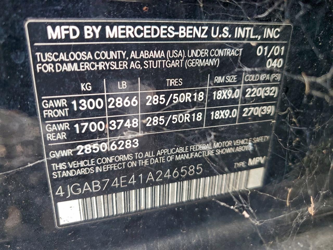 2001 Mercedes-benz Ml 55 Черный vin: 4JGAB74E41A246585