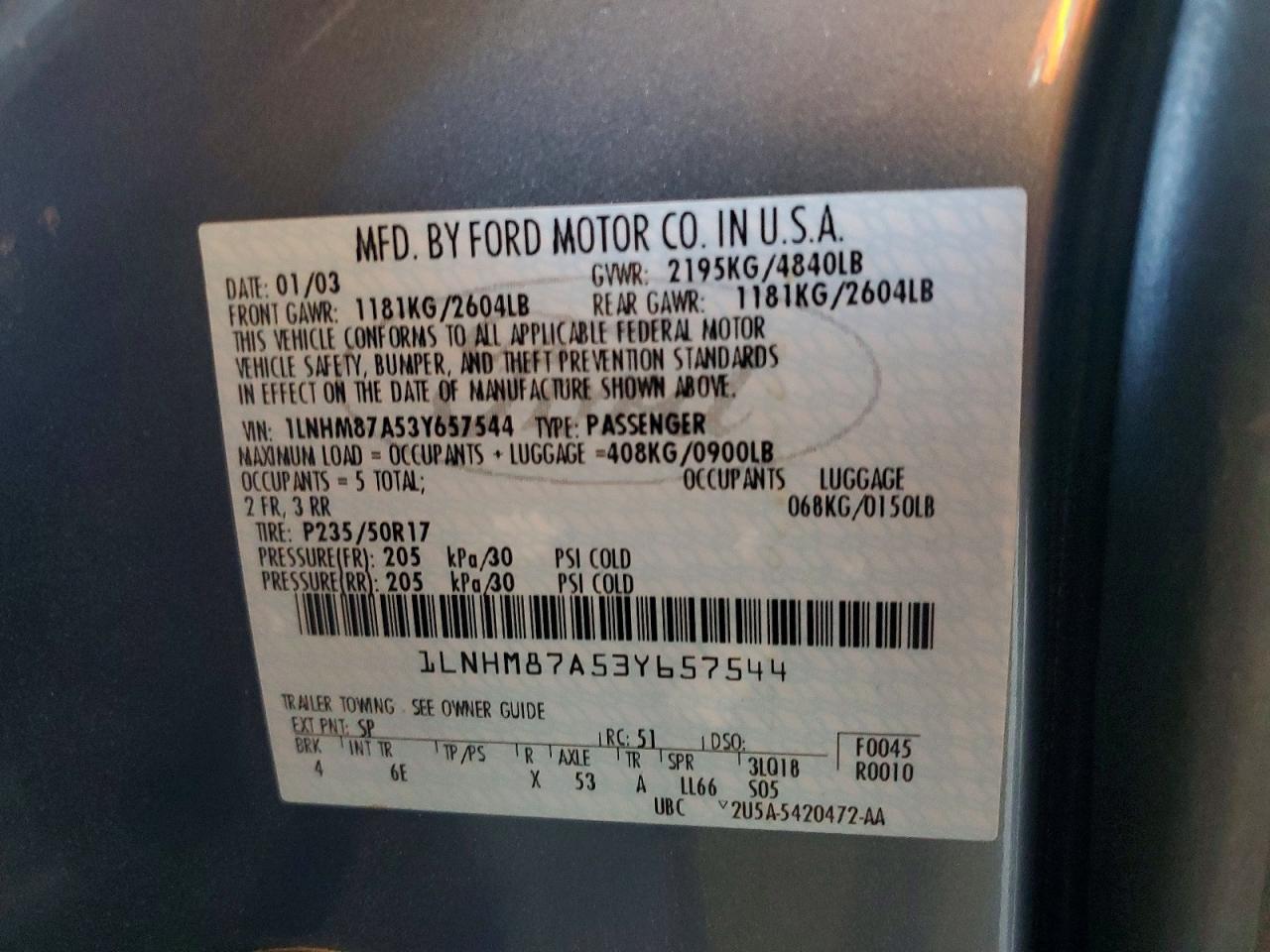 2003 Lincoln Ls Серый vin: 1LNHM87A53Y657544