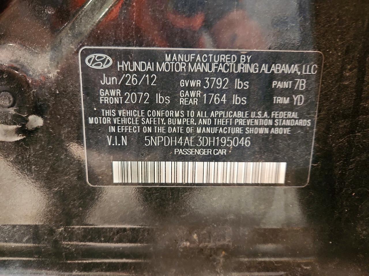 2013 Hyundai Elantra Gls Black vin: 5NPDH4AE3DH195046
