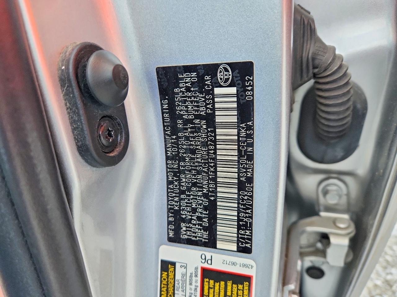 2015 Toyota Camry Le Silver vin: 4T1BF1FK4FU487321