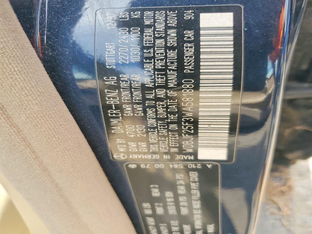 1998 Mercedes-benz E 300td Blue vin: WDBJF25F3WA581880