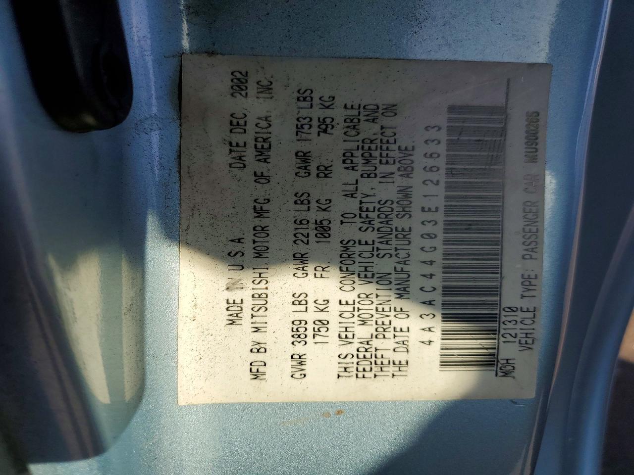 2003 Mitsubishi Eclipse Gs Silver vin: 4A3AC44G03E126633