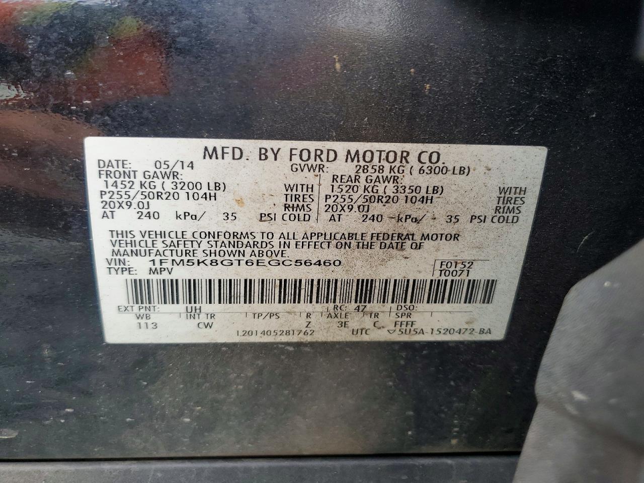 2014 Ford Explorer Sport Black vin: 1FM5K8GT6EGC56460