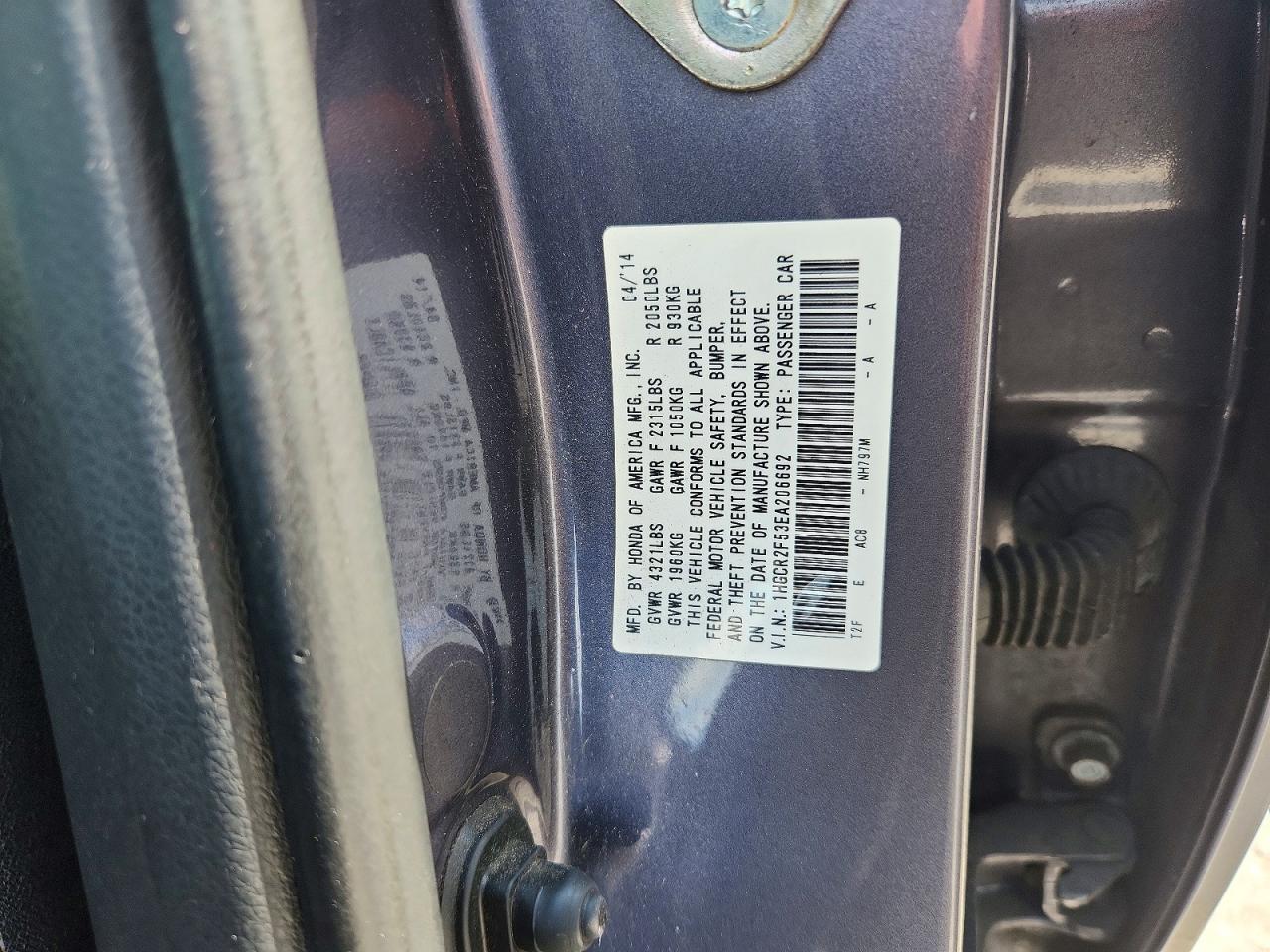 2014 Honda Accord Sport Gray vin: 1HGCR2F53EA206692
