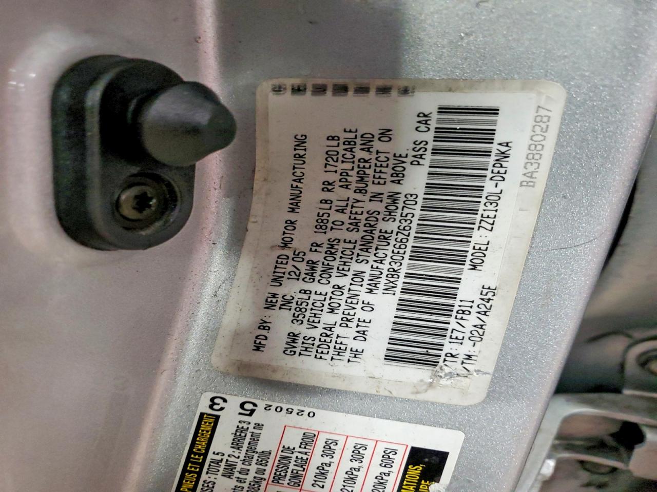 2006 Toyota Corolla Ce Silver vin: 1NXBR30E66Z635703