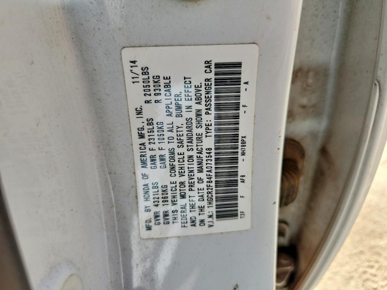 2015 Honda Accord Exl White vin: 1HGCR2F84FA073548