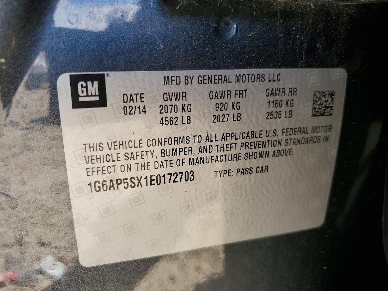2014 Cadillac Cts Gray vin: 1G6AP5SX1E0172703