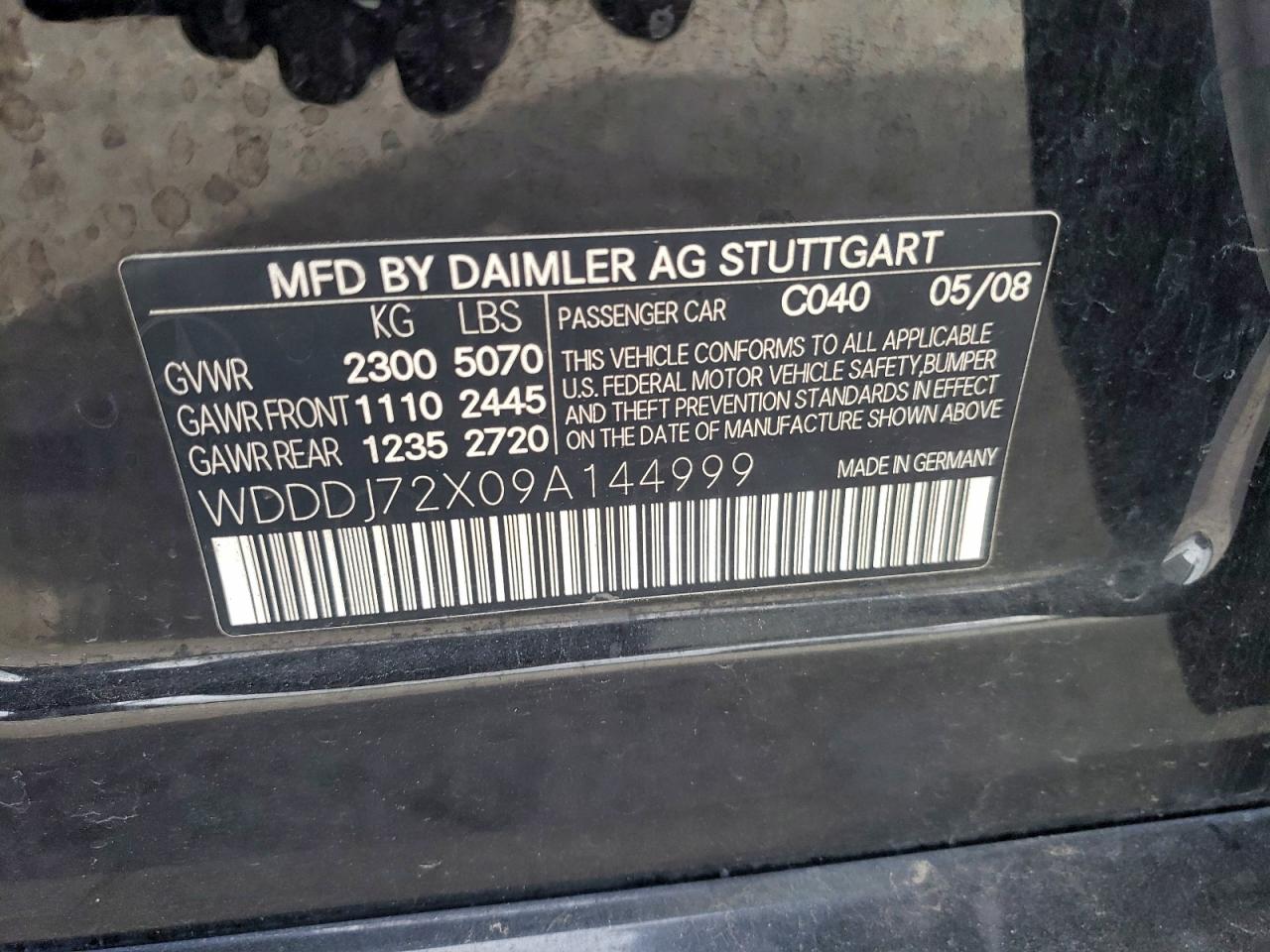 2009 Mercedes-benz Cls 550 Black vin: WDDDJ72X09A144999