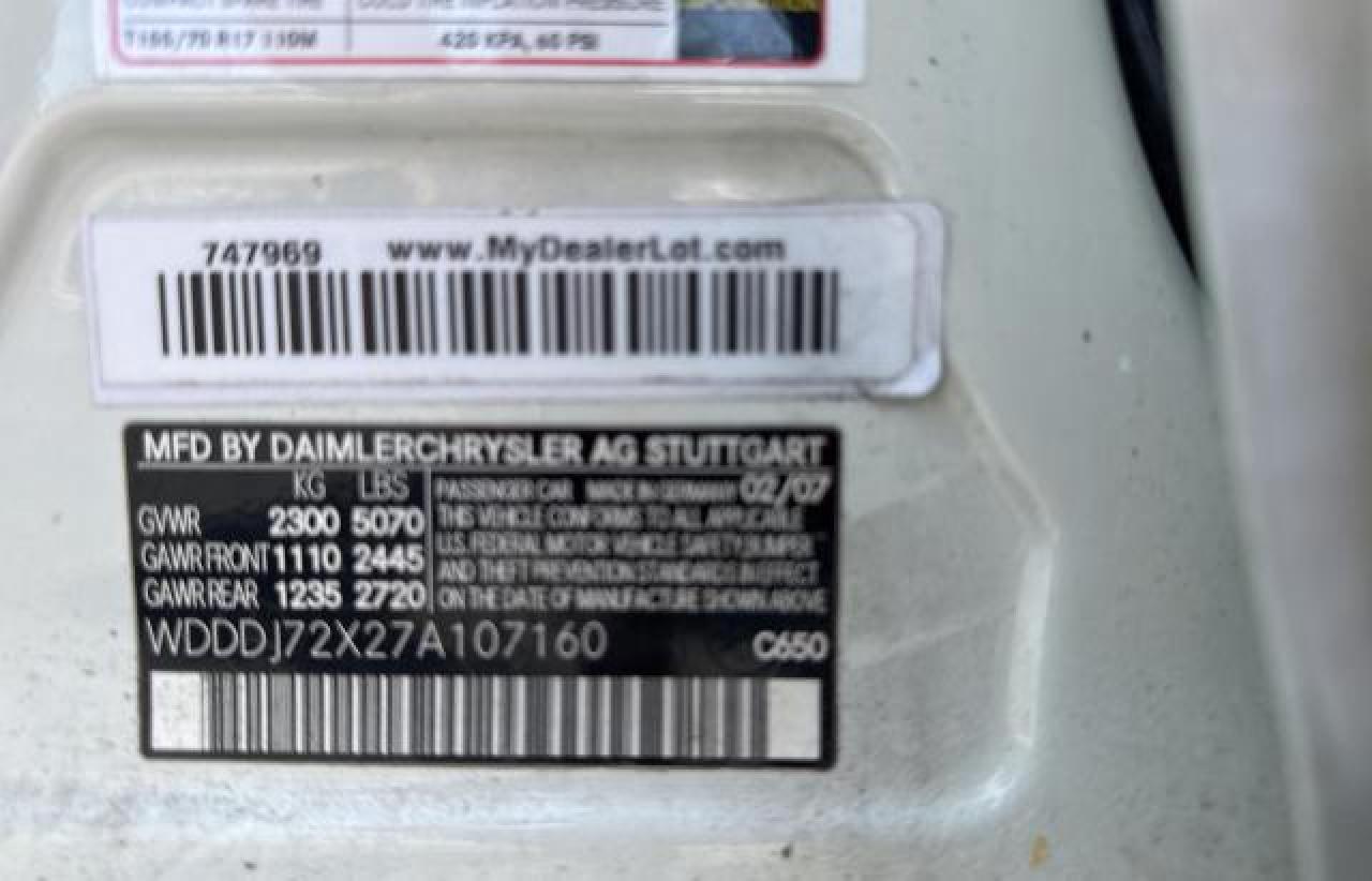 2007 Mercedes-benz Cls 550 Белый vin: WDDDJ72X27A107160