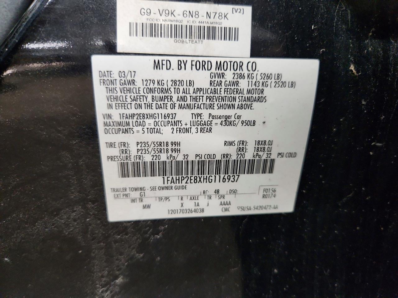 2017 Ford Taurus Sel Черный vin: 1FAHP2E8XHG116937