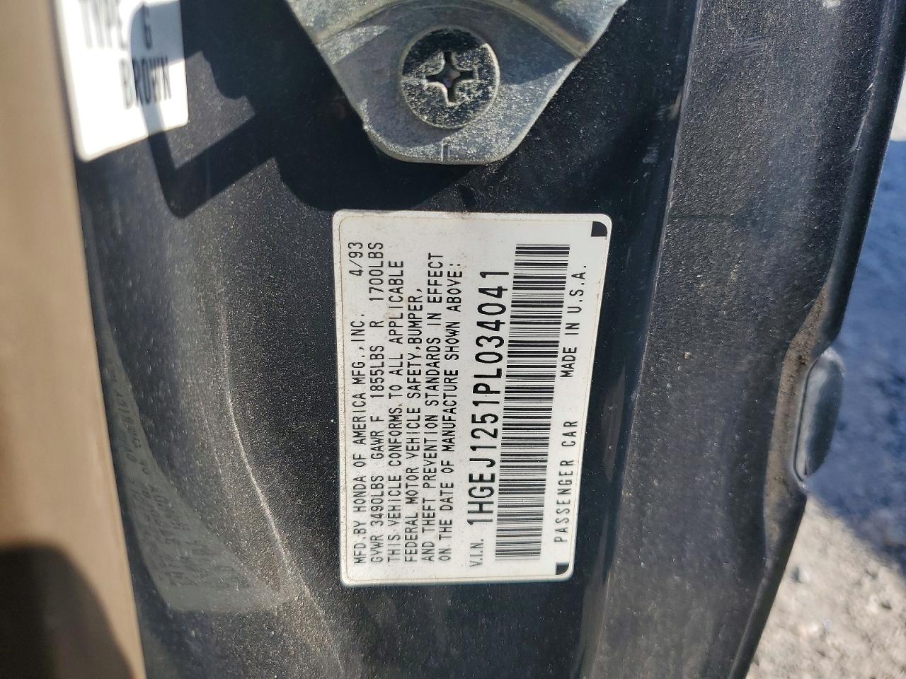 1993 Honda Civic Ex Black vin: 1HGEJ1251PL034041