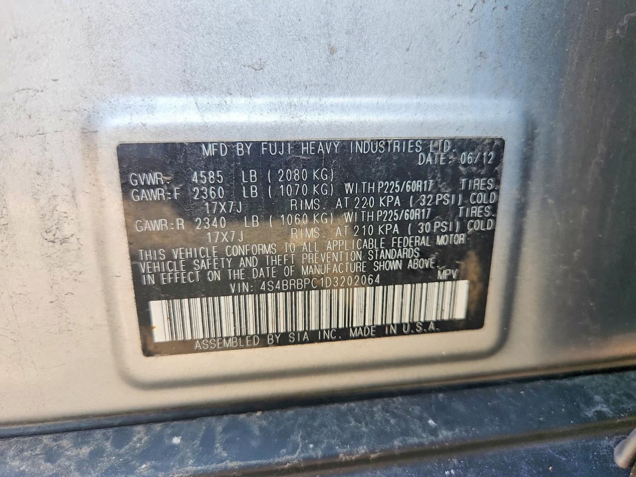 2013 Subaru Outback 2.5i Limited Silver vin: 4S4BRBPC1D3202064
