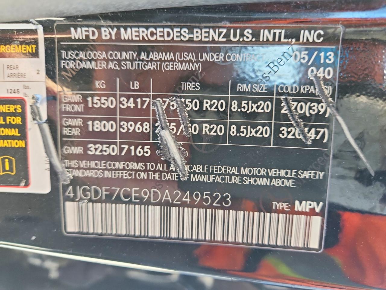 2013 Mercedes-benz Gl 450 4matic Black vin: 4JGDF7CE9DA249523