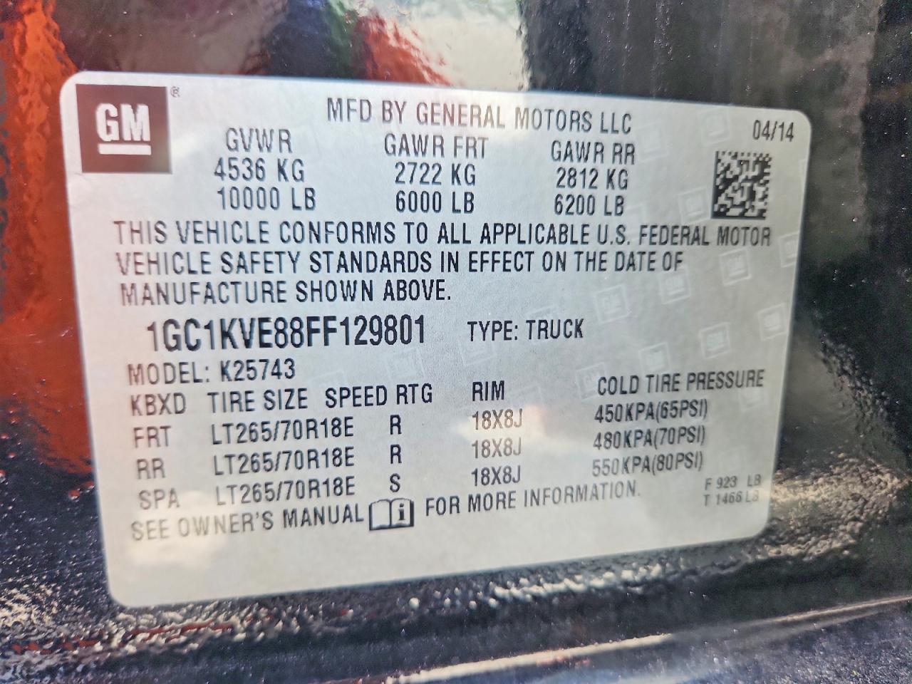 2015 Chevrolet Silverado K2500 Heavy Duty Lt Black vin: 1GC1KVE88FF129801