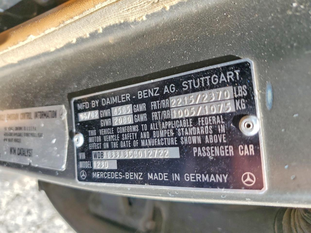 1982 Mercedes-benz 300 Dt Gray vin: WDBAB33A3CB012722