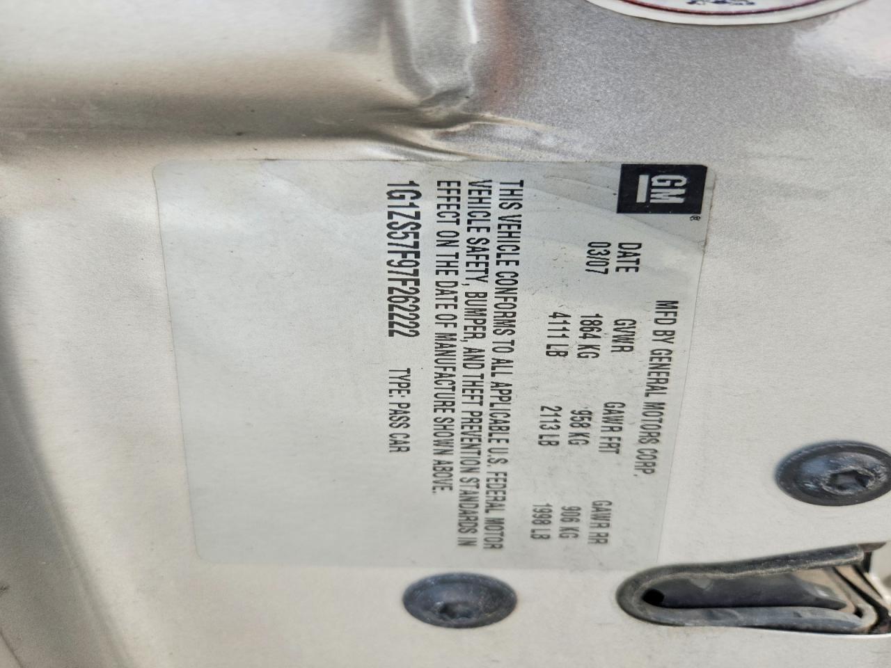 2007 Chevrolet Malibu Ls Silver vin: 1G1ZS57F97F262222