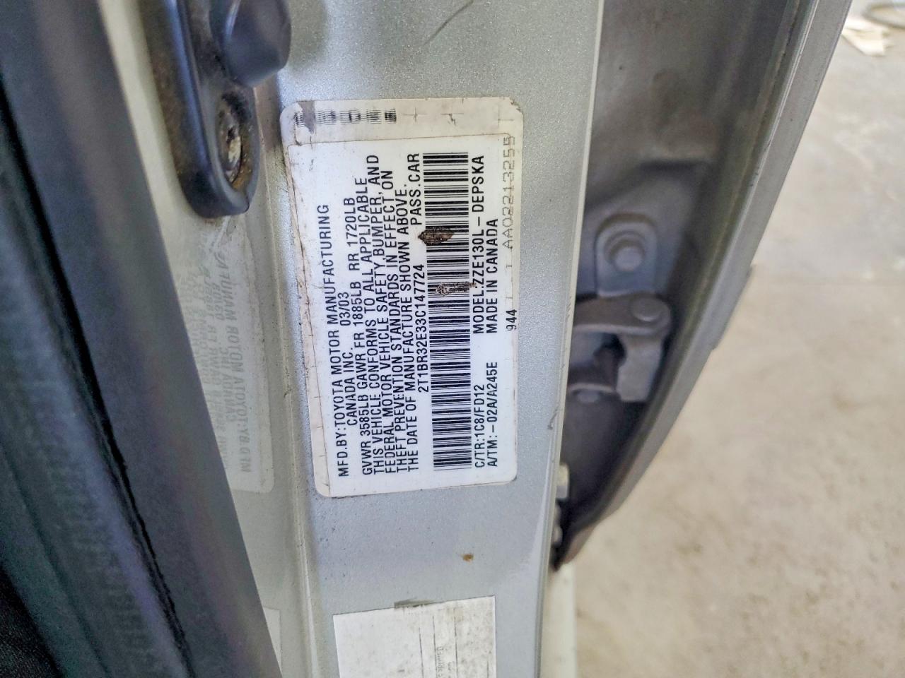 2003 Toyota Corolla S Silver vin: 2T1BR32E33C147724