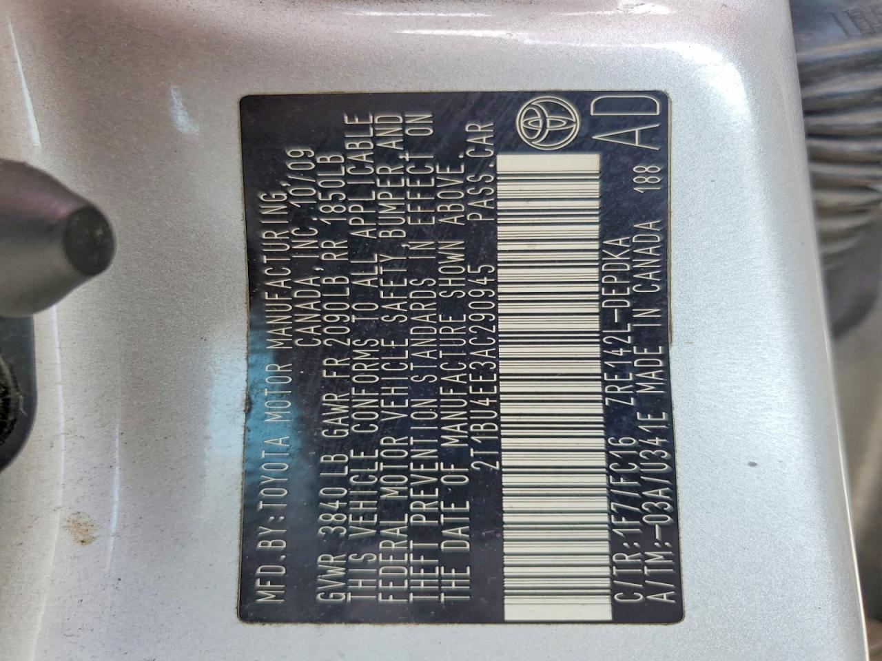 2010 Toyota Corolla Le Silver vin: 2T1BU4EE3AC290945