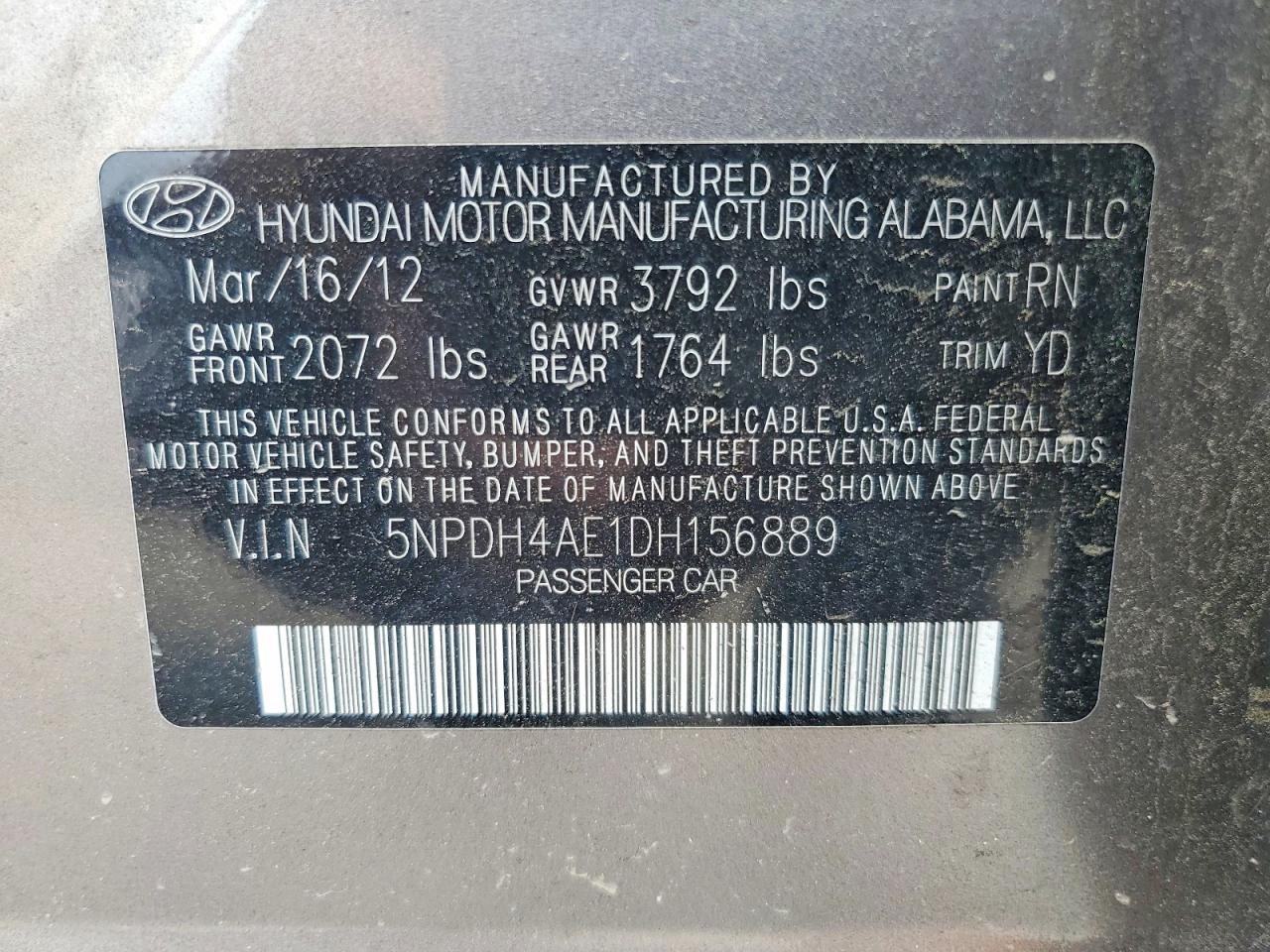 2013 Hyundai Elantra Gls Beige vin: 5NPDH4AE1DH156889