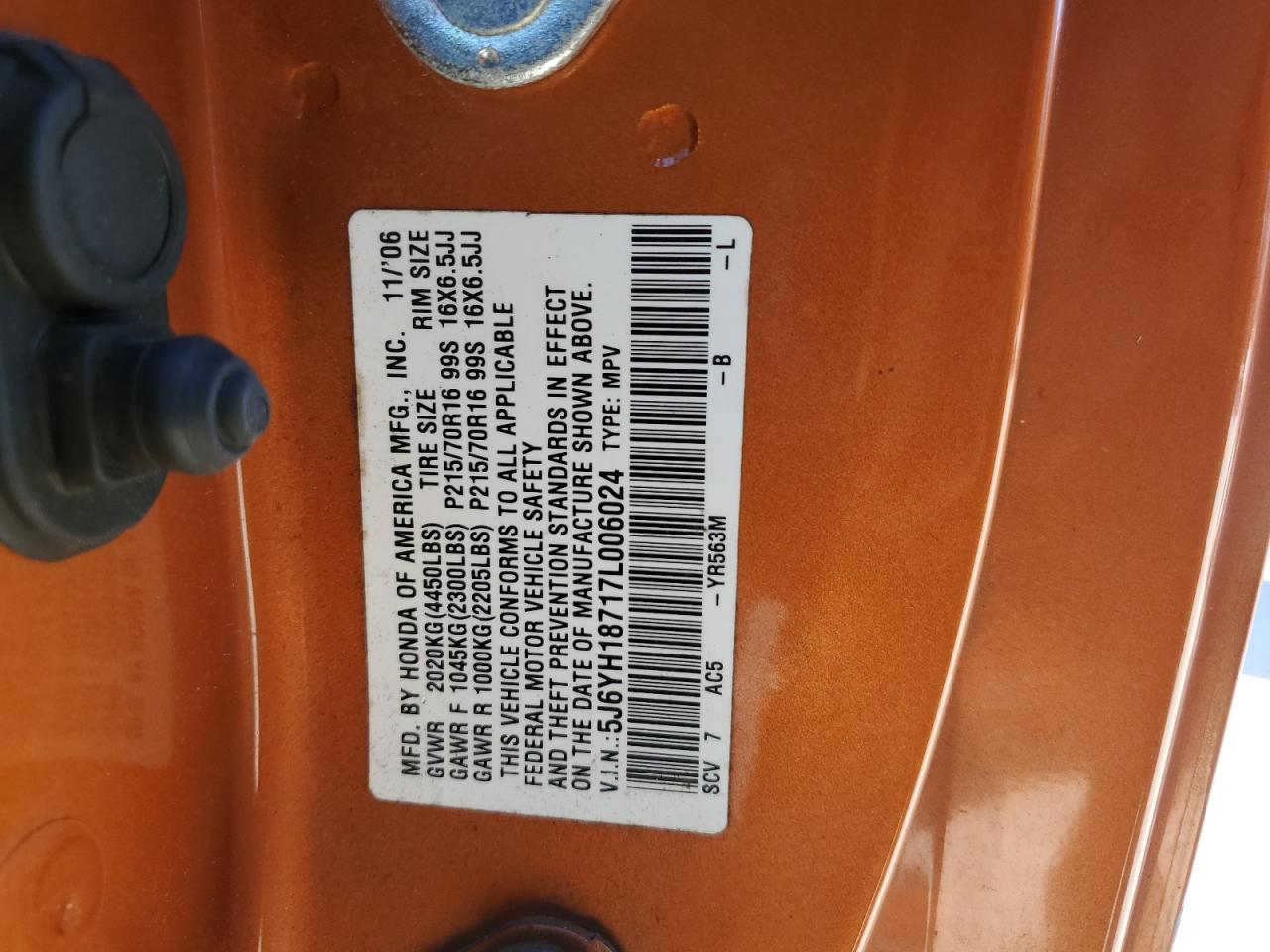 2007 Honda Element Ex Оранжевый vin: 5J6YH18717L006024