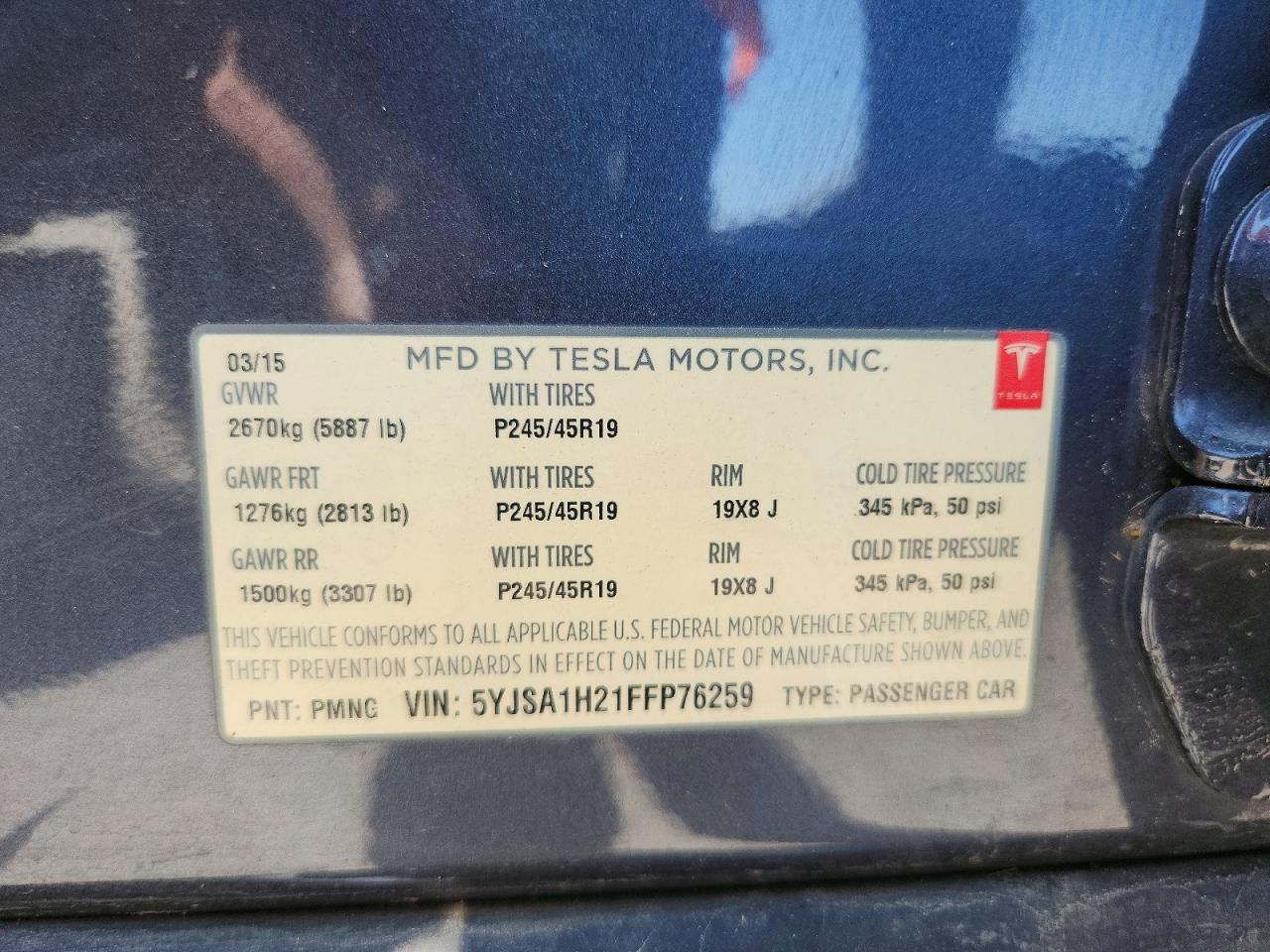 2015 Tesla Model S 85d Gray vin: 5YJSA1H21FFP76259