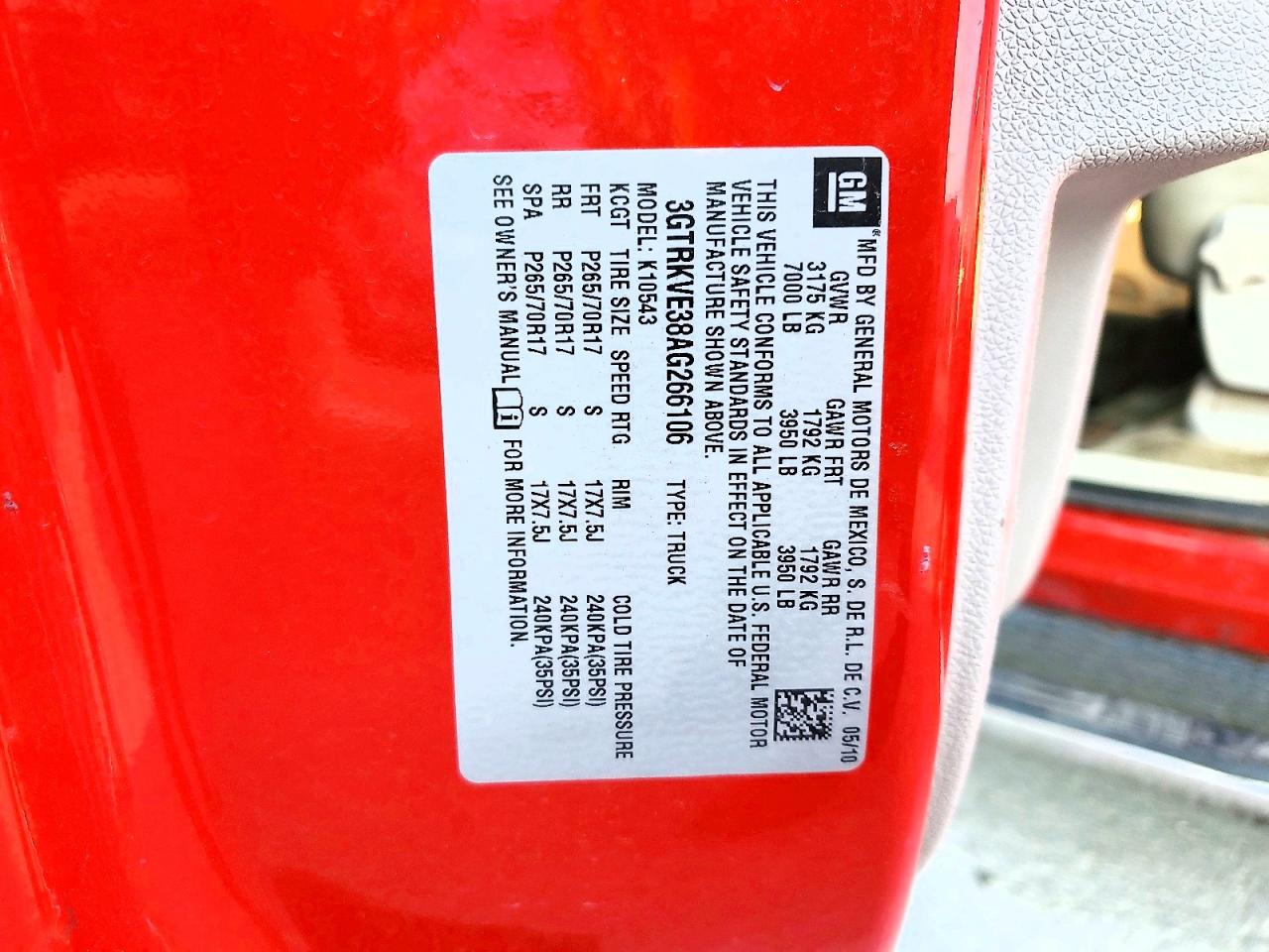 2010 Gmc Sierra K1500 Sle Red vin: 3GTRKVE38AG266106
