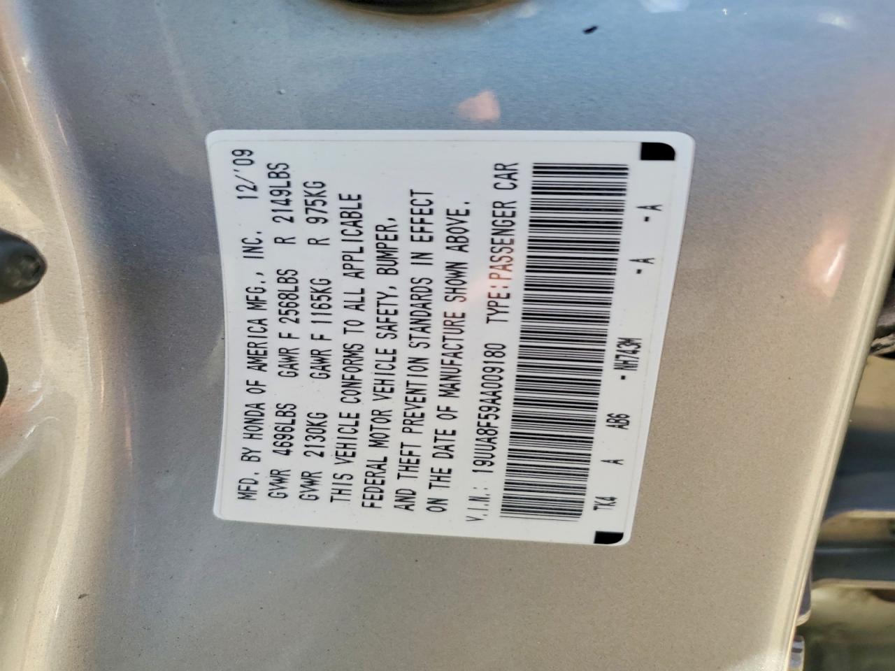 2010 Acura Tl Silver vin: 19UUA8F59AA009180