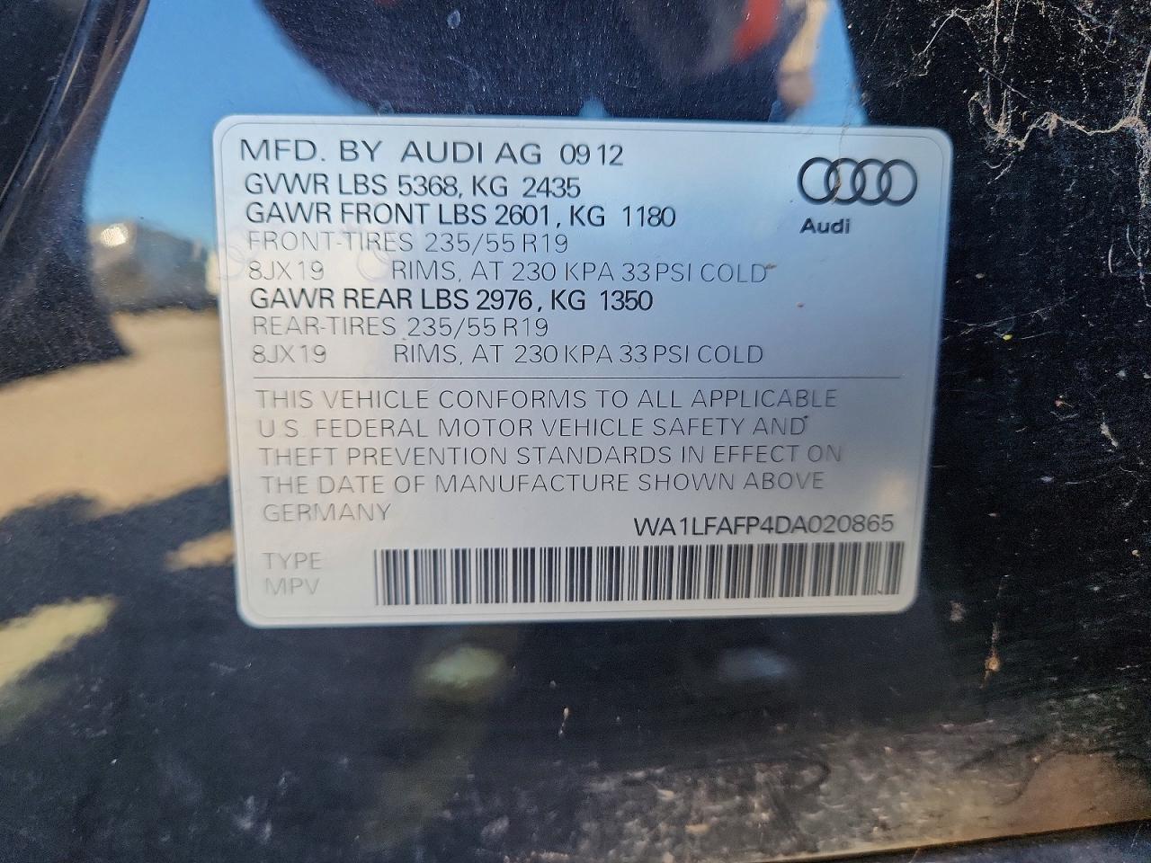 2013 Audi Q5 Premium Plus Black vin: WA1LFAFP4DA020865
