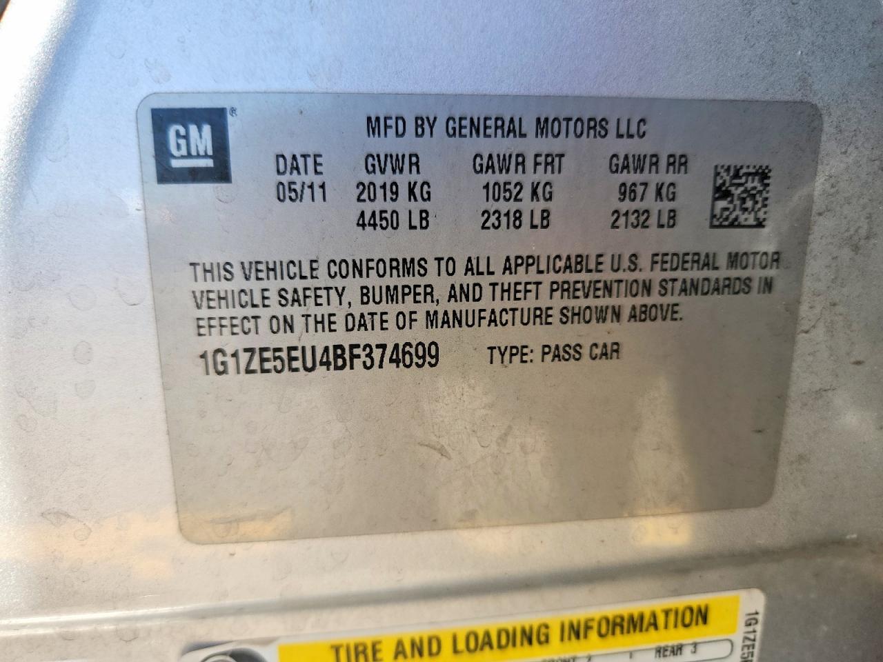2011 Chevrolet Malibu Ltz Silver vin: 1G1ZE5EU4BF374699
