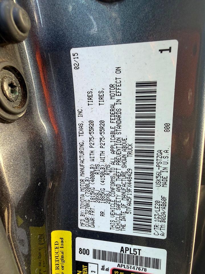 2015 Toyota Tundra Platinum Gray vin: 5TFAW5F19FX448429