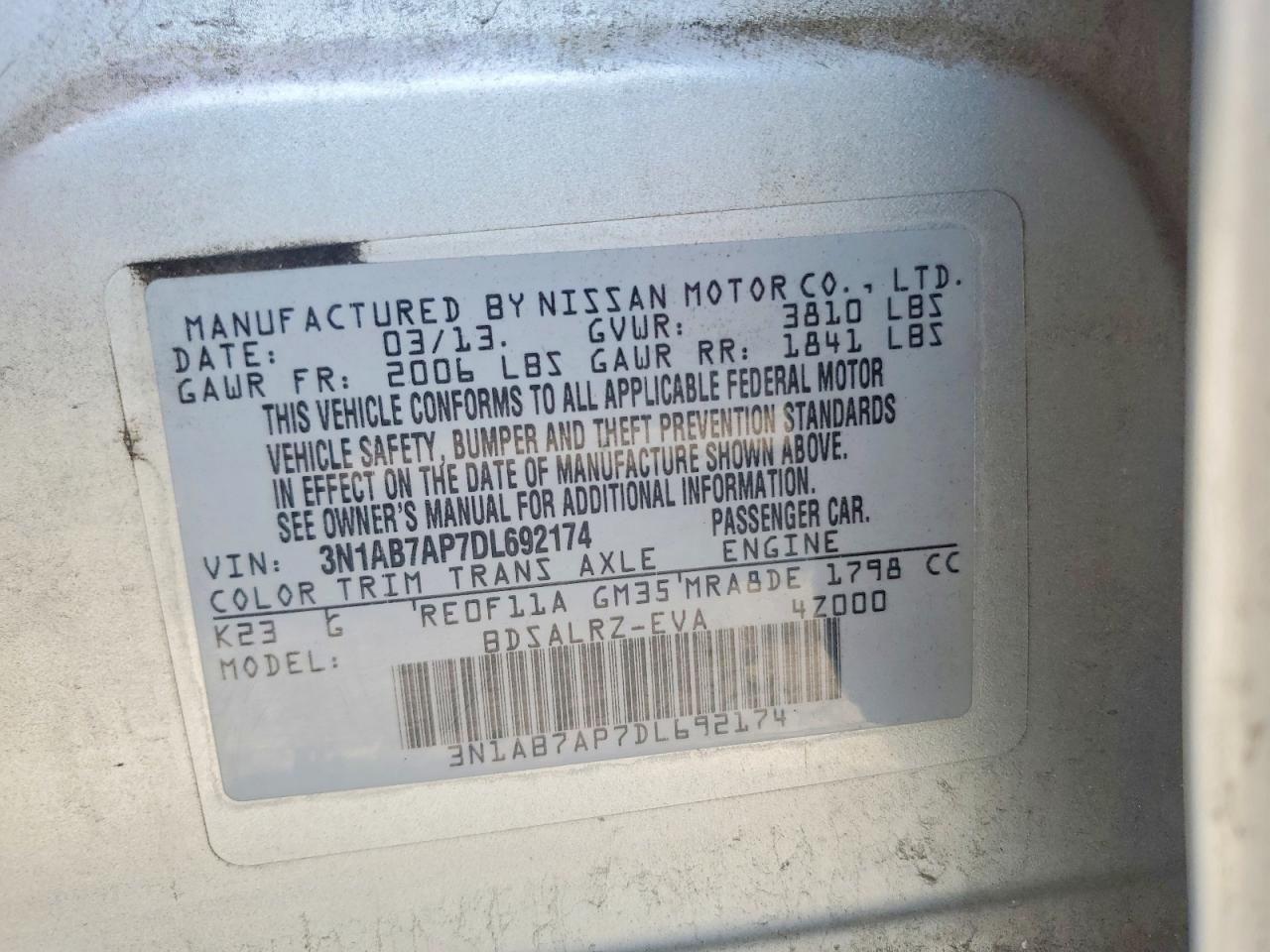 2013 Nissan Sentra S Gray vin: 3N1AB7AP7DL692174