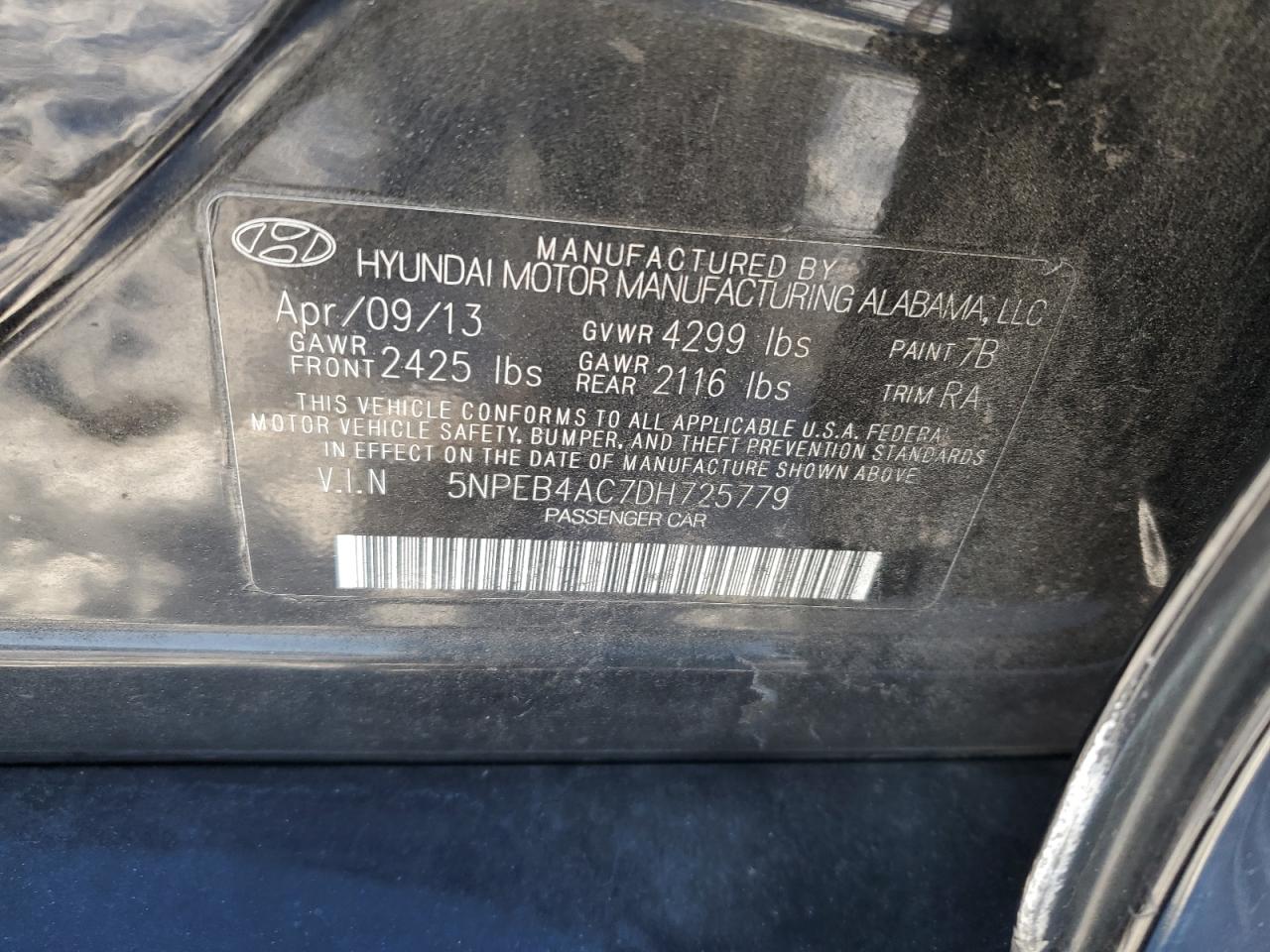 2013 Hyundai Sonata Gls Black vin: 5NPEB4AC7DH725779