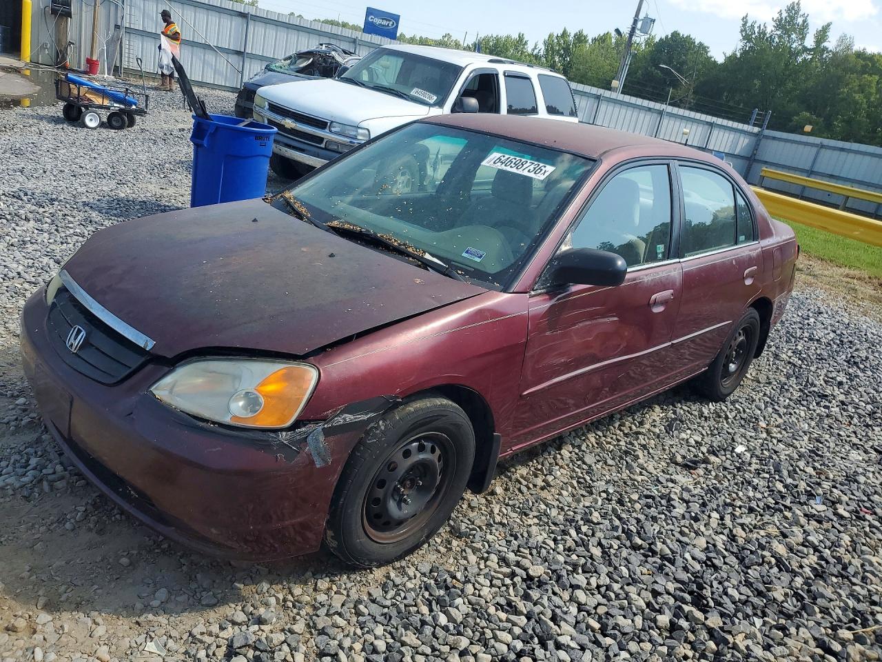 2002 Honda Civic Lx Бордовый vin: 2HGES16522H599055