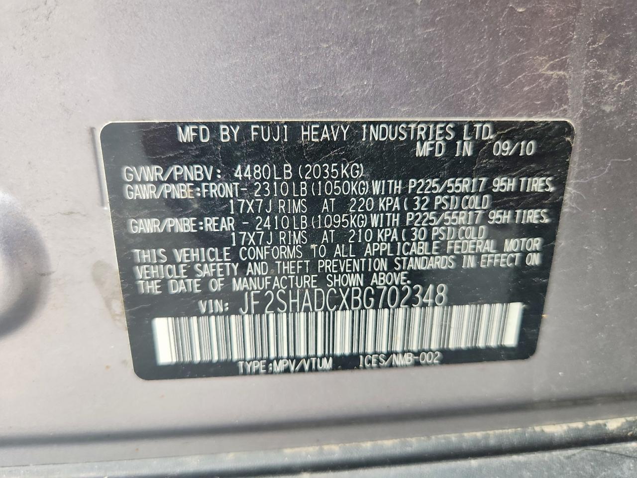 2011 Subaru Forester 2.5x Premium Gray vin: JF2SHADCXBG702348