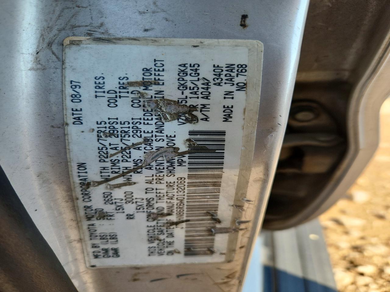 1998 Toyota 4runner Sr5 Gray vin: JT3HN86R6W0132069